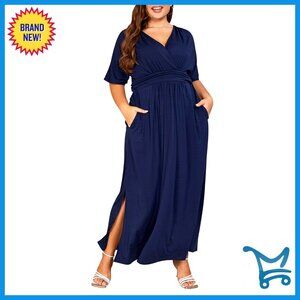 Elegant Maxi Dress Formal Floral V Neck A Line Long Party Wear Curvy Fit